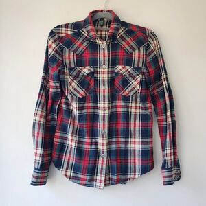 Ralph Lauren Plaid Snap Button Down Shirt | Western Red Green Blue Size S